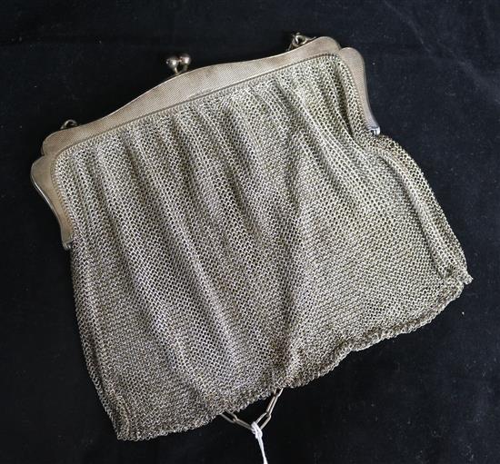 A silver evening bag